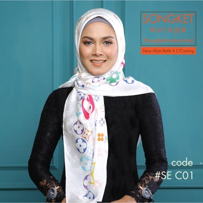 Square Songket Europe Cotton 01 White